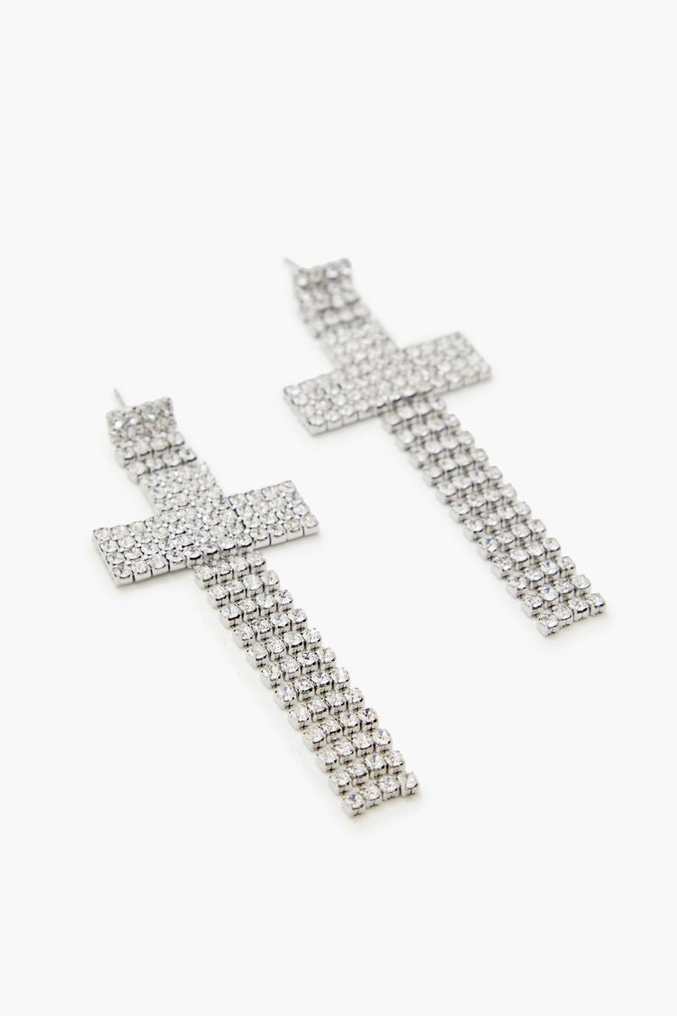 Rhinestone Cross Drop Earrings