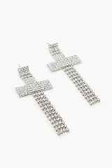 Rhinestone Cross Drop Earrings