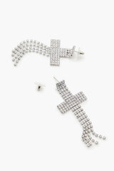 Rhinestone Cross Drop Earrings