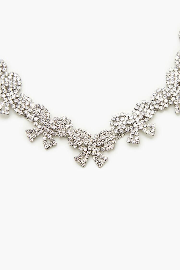 Rhinestone Bow Choker Necklace