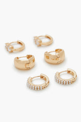 Faux Gem Huggie Hoop Earring Set