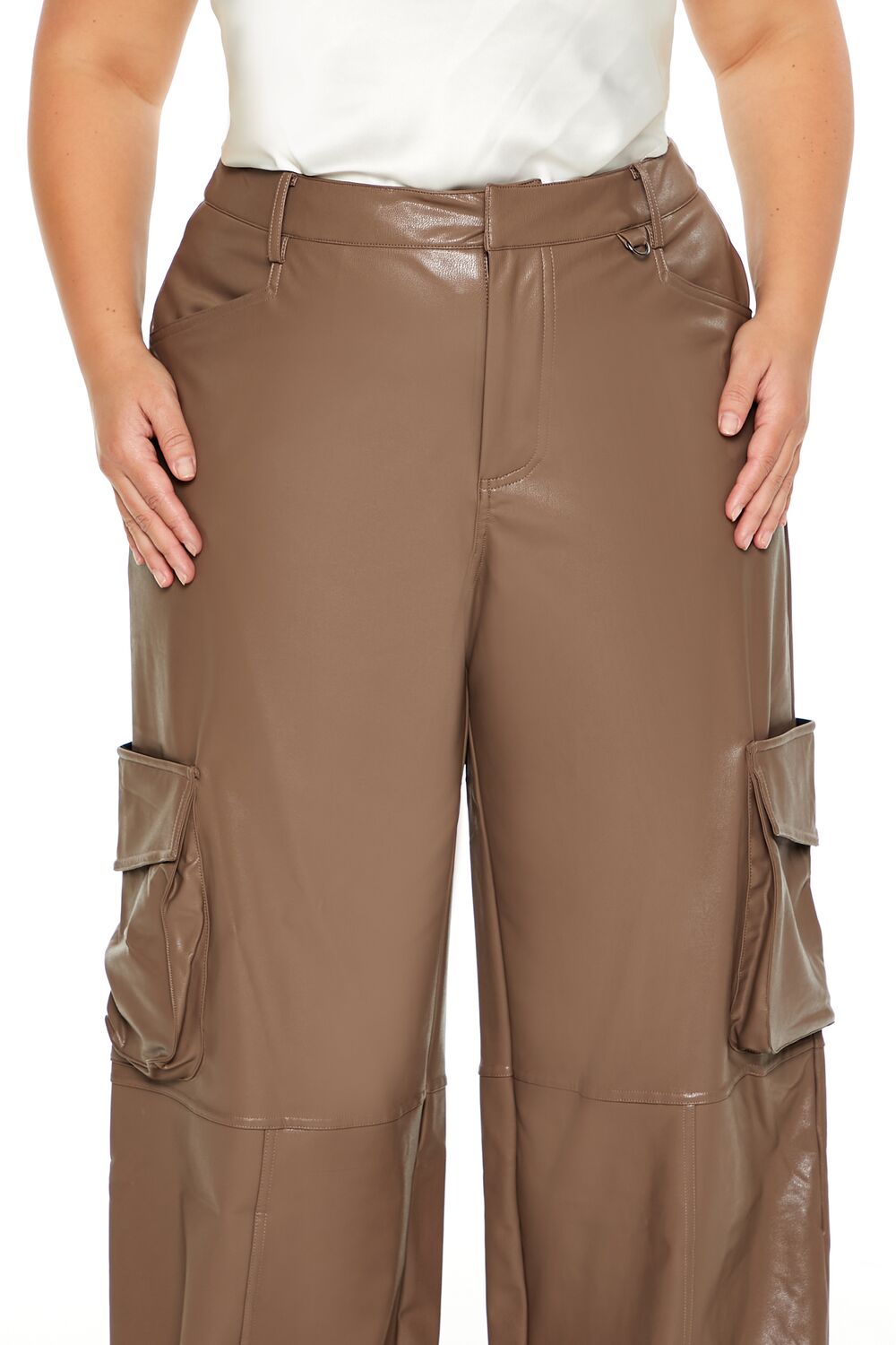 Plus Size Faux Leather Cargo Pants
