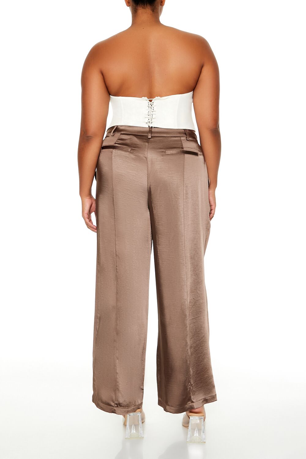 Plus Size Satin Cargo Pants