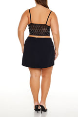 Plus Size Rhinestone-Fringe Mini Skirt