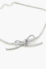 Rhinestone Bow Choker Necklace