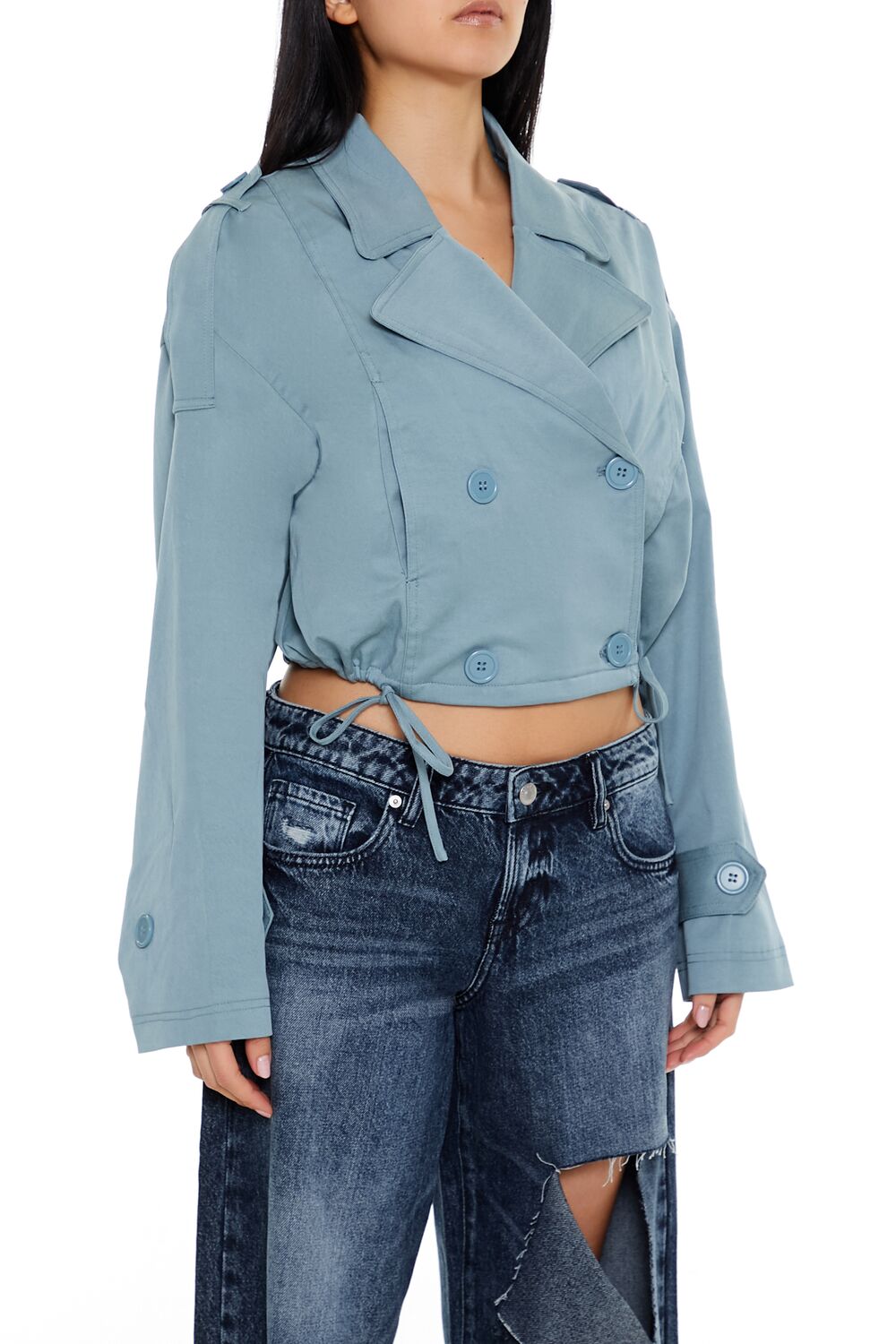 Double-Breasted Cropped Trench Coat