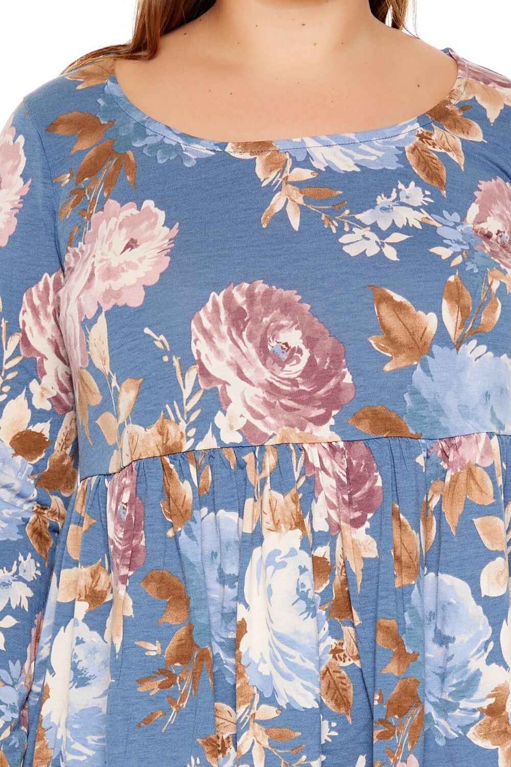 Plus Size Floral Print Flounce Top