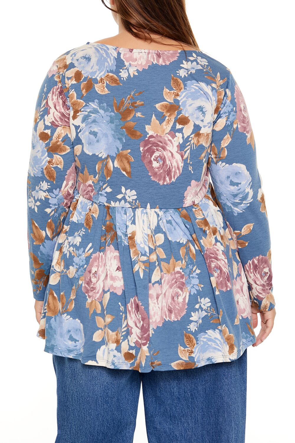 Plus Size Floral Print Flounce Top
