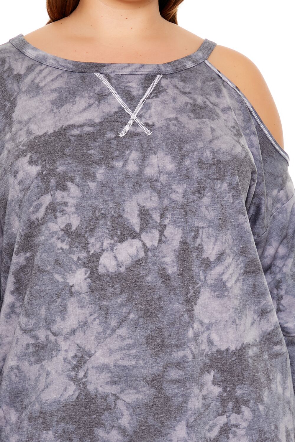 Plus Size Tie-Dye Cutout Oversized Top