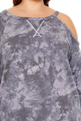 Plus Size Tie-Dye Cutout Oversized Top