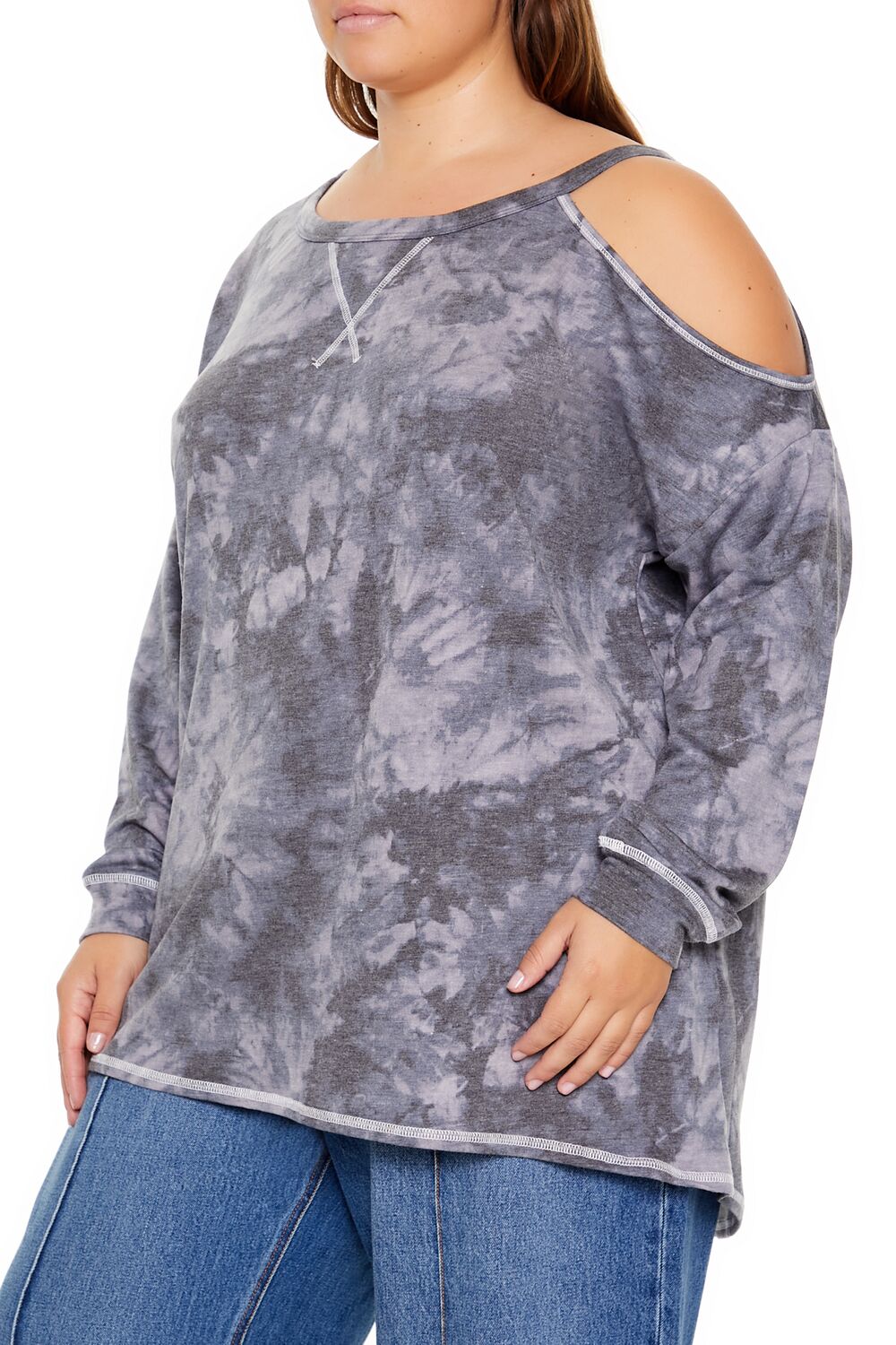 Plus Size Tie-Dye Cutout Oversized Top