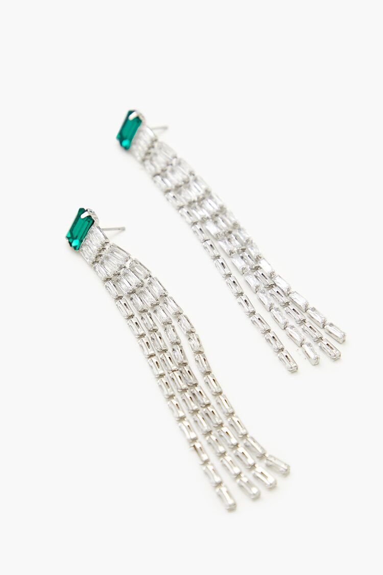 Faux Gem Fringe Drop Earrings
