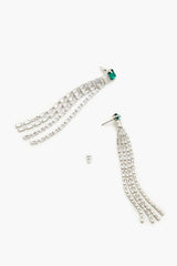 Faux Gem Fringe Drop Earrings