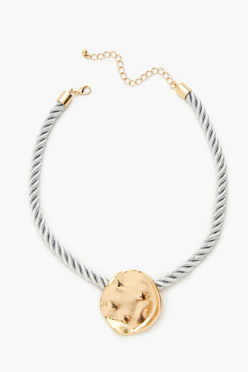 Hammered Pendant Rope Necklace