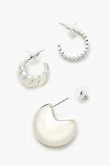 Twisted & Etched Hoop Earring Set
