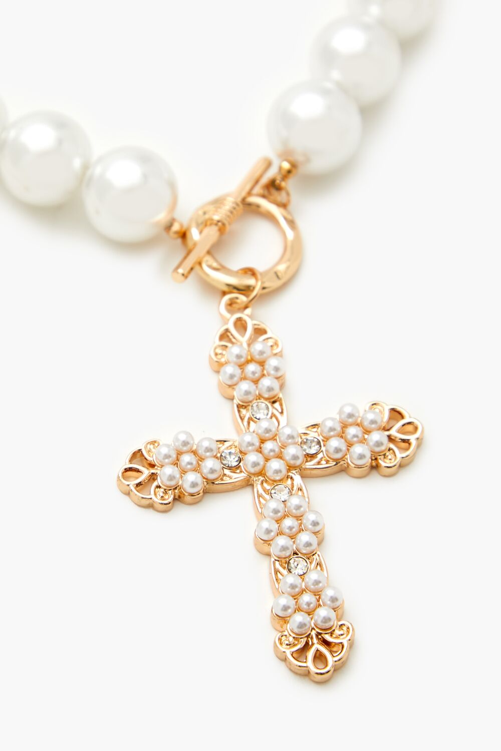 Faux Pearl Cross Necklace Set