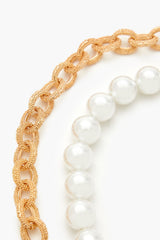 Faux Pearl Cross Necklace Set