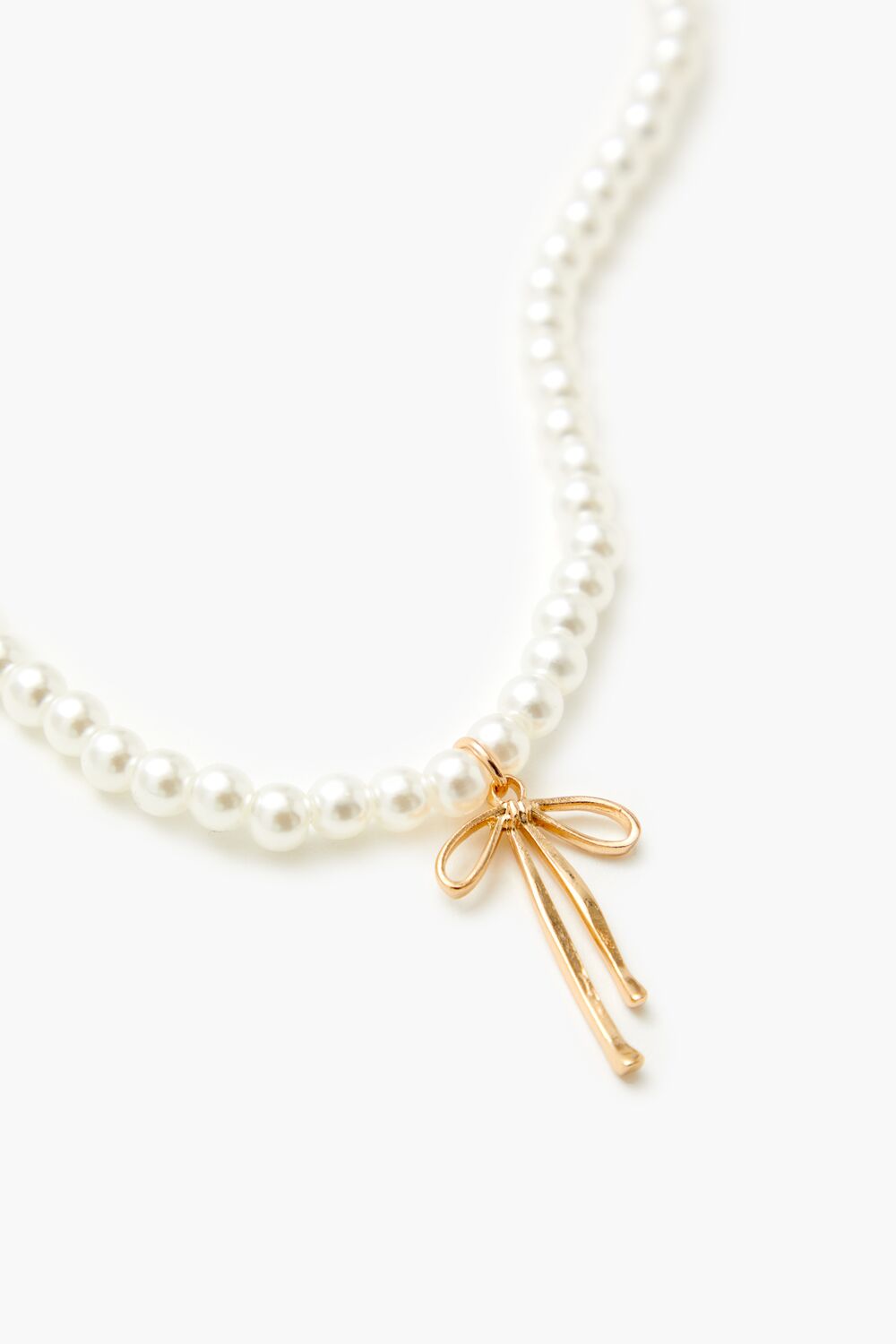 Faux Pearl Bow Pendant Necklace