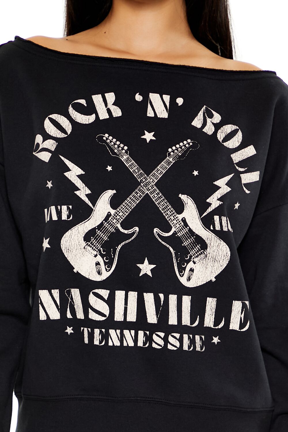 Rock N Roll Off-the-Shoulder Pullover