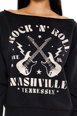 Rock N Roll Off-the-Shoulder Pullover