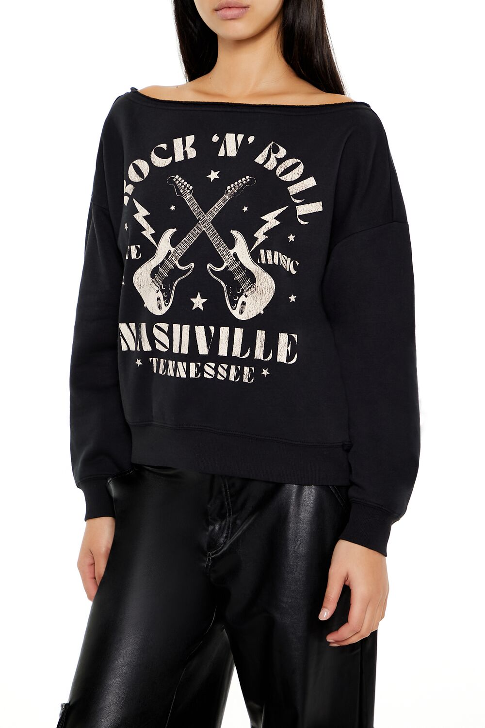 Rock N Roll Off-the-Shoulder Pullover