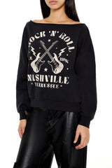 Rock N Roll Off-the-Shoulder Pullover