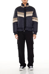 Colorblock Funnel Neck Puffer Jacket