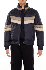 Colorblock Funnel Neck Puffer Jacket