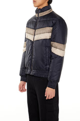 Colorblock Funnel Neck Puffer Jacket