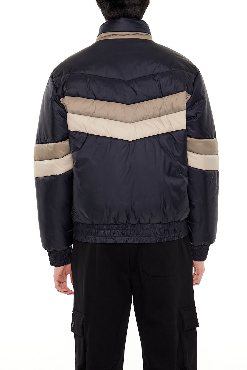 Colorblock Funnel Neck Puffer Jacket