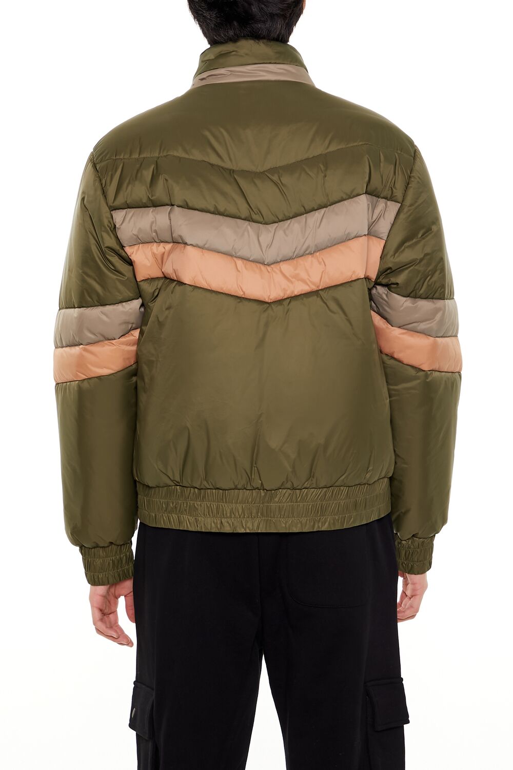 Colorblock Funnel Neck Puffer Jacket