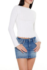 Ribbed Knit Plunge-Back Top
