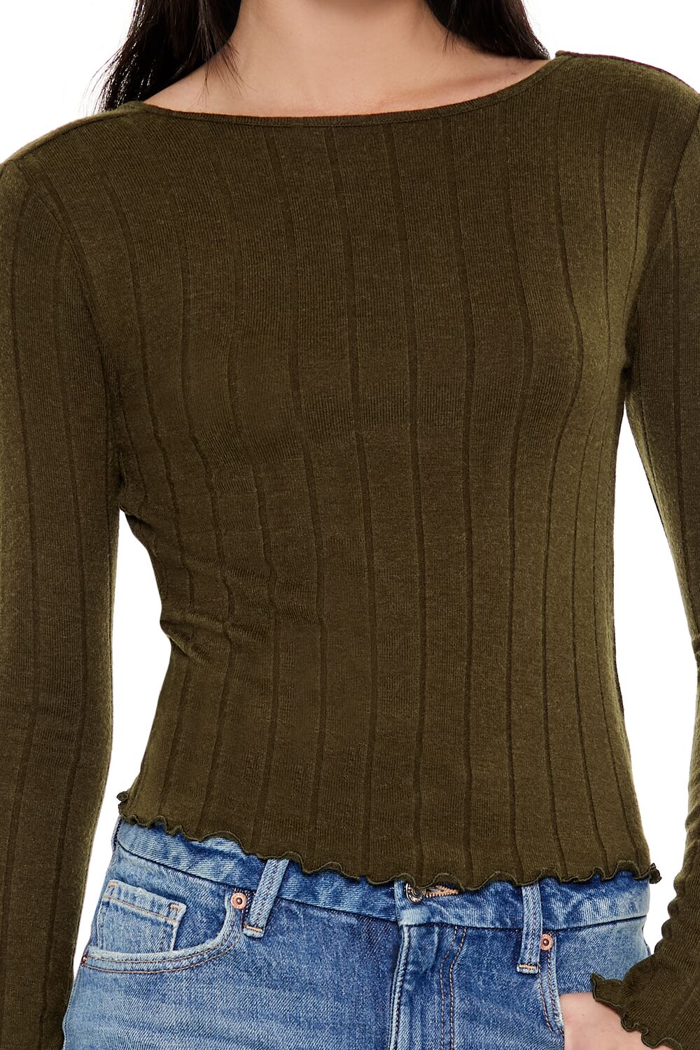 Ribbed Knit Plunge-Back Top