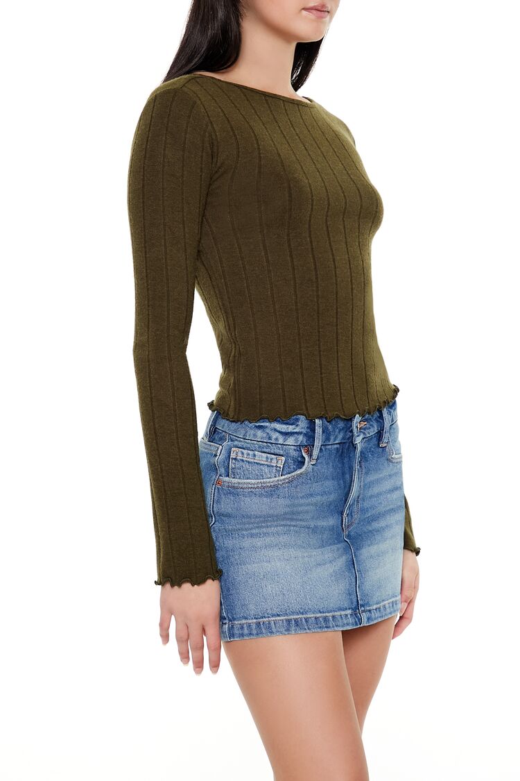 Ribbed Knit Plunge-Back Top