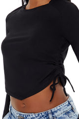 Ruched Drawstring Crop Top