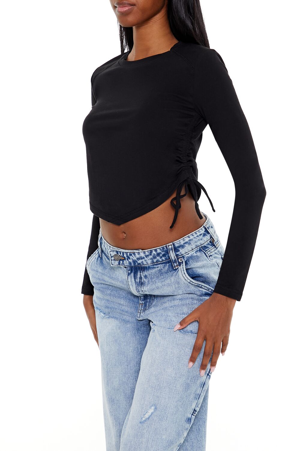 Ruched Drawstring Crop Top