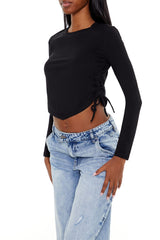 Ruched Drawstring Crop Top