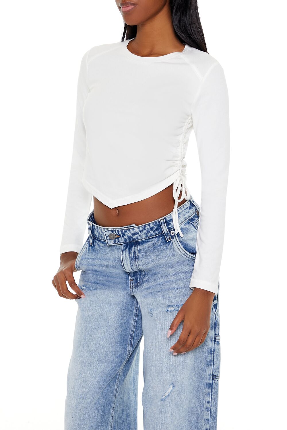 Ruched Drawstring Crop Top