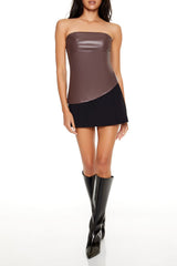 Faux Leather Asymmetrical Tube Top