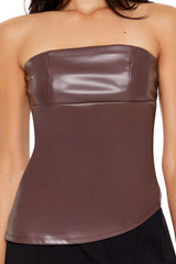 Faux Leather Asymmetrical Tube Top