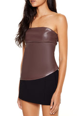 Faux Leather Asymmetrical Tube Top