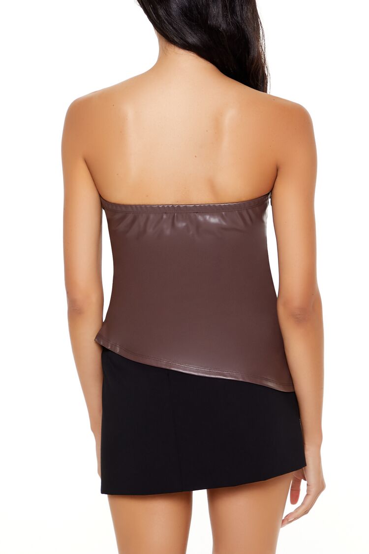 Faux Leather Asymmetrical Tube Top