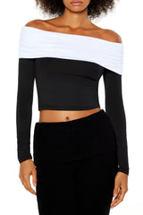 Colorblock Off-the-Shoulder Top