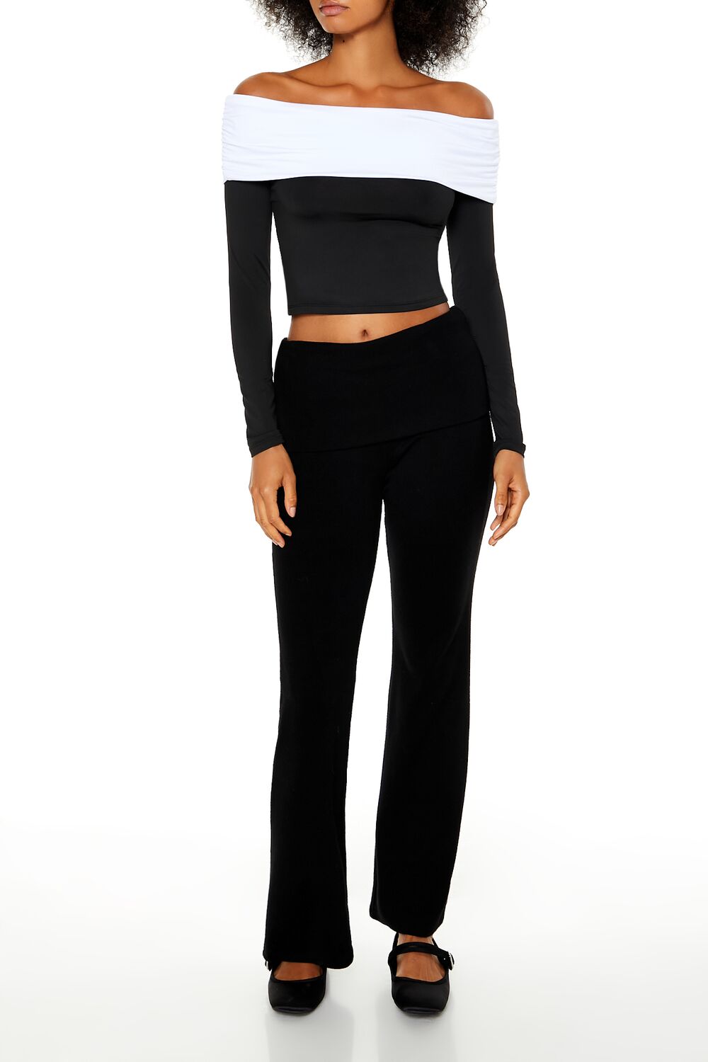 Colorblock Off-the-Shoulder Top