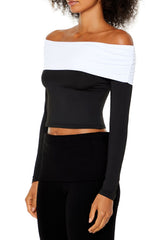 Colorblock Off-the-Shoulder Top