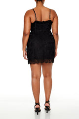 Plus Size Eyelash Lace Mini Dress