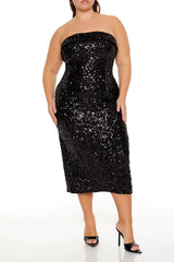 Plus Size Sequin Midi Tube Dress