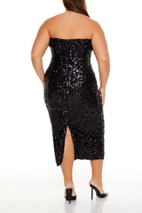 Plus Size Sequin Midi Tube Dress