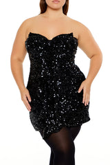 Plus Size Sequin Mini Tube Dress