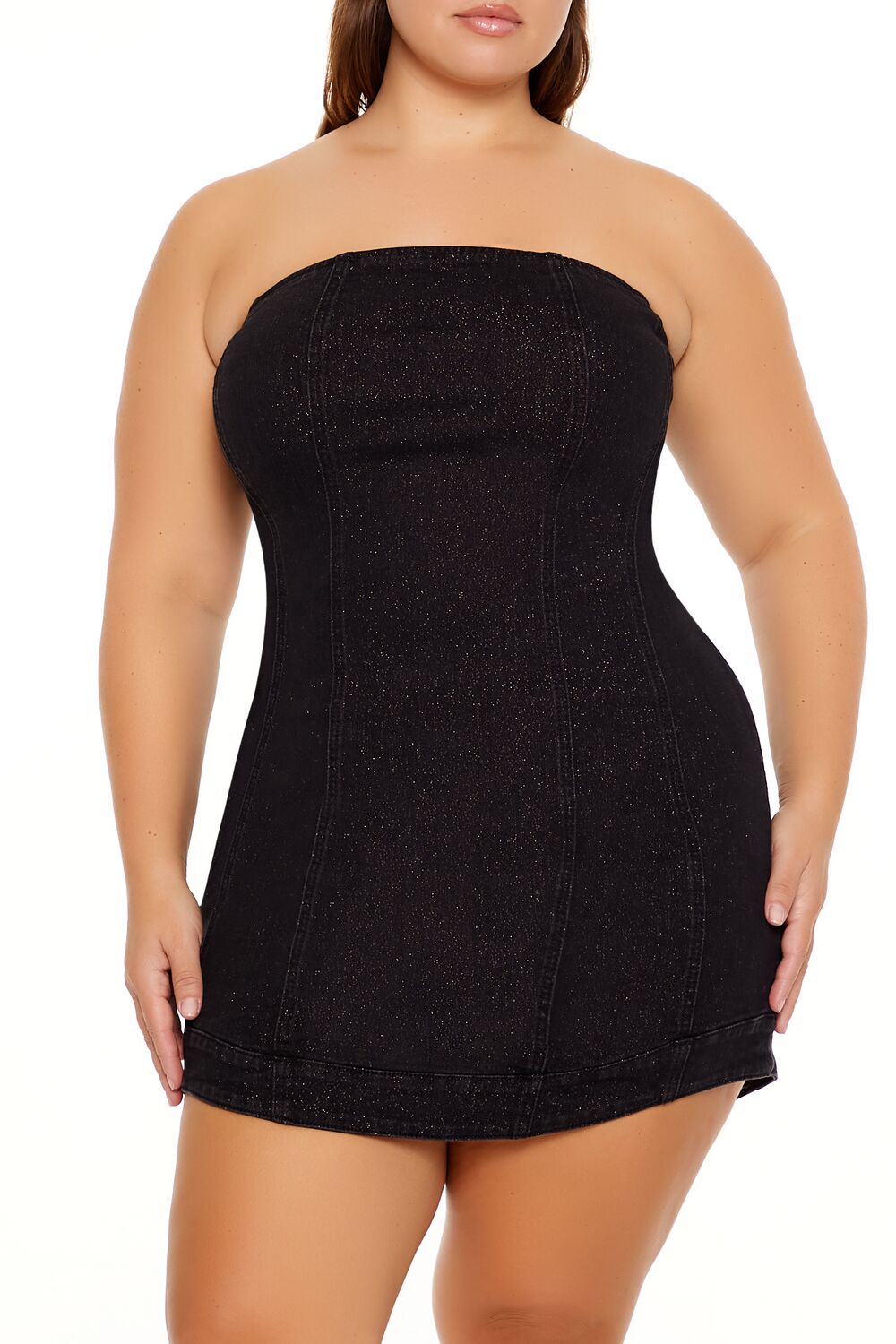 Plus Size Denim Tube Dress
